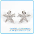 2014 fashion jewelry stud earrings micro-paved CZ diamonds star shaped earrings wholesale